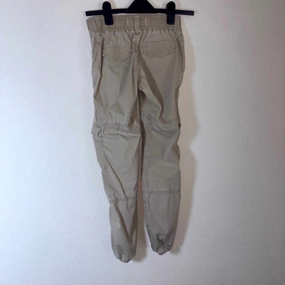 Abercrombie Kids Cargo Jogger Pants age 11 / 12 Tan  Elastic Waist Utility
